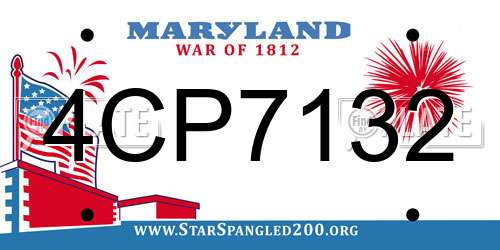 4CP7132 Maryland License Plate