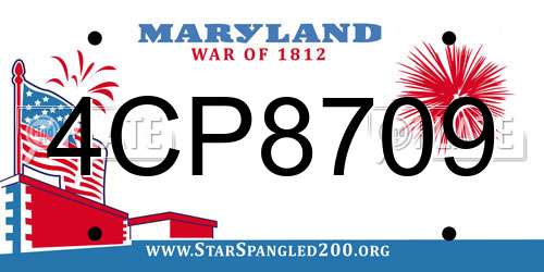 4CP8709 Maryland License Plate