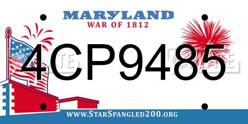 4CP9485 Maryland License Plate