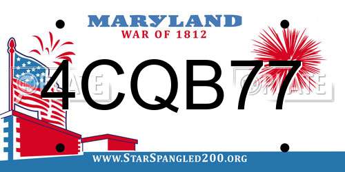 4CQB77 Maryland License Plate
