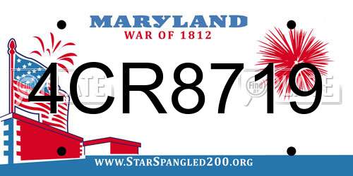 4CR8719 Maryland License Plate