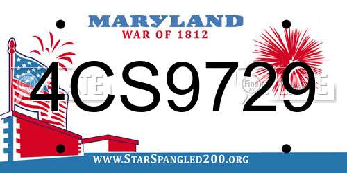 4CS9729 Maryland License Plate