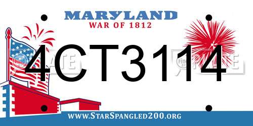 4CT3114 Maryland License Plate