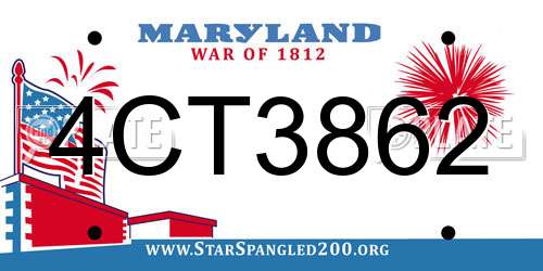 4CT3862 Maryland License Plate