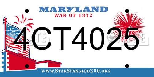 4CT4025 Maryland License Plate