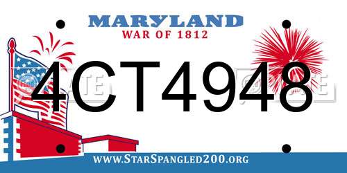4CT4948 Maryland License Plate