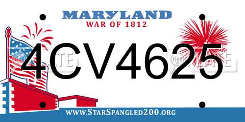 4CV4625 Maryland License Plate