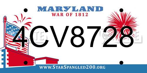 4CV8728 Maryland License Plate