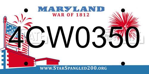 4CW0350 Maryland License Plate