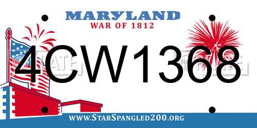 4CW1368 Maryland License Plate