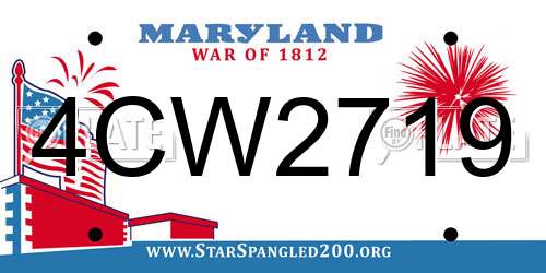 4CW2719 Maryland License Plate