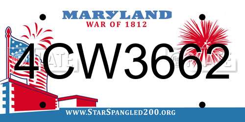 4CW3662 Maryland License Plate