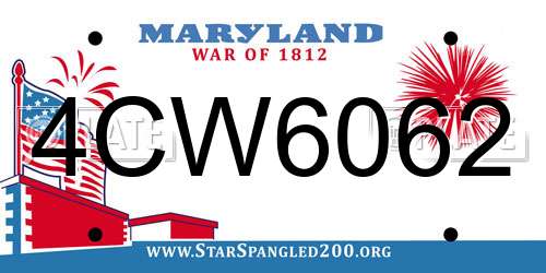 4CW6062 Maryland License Plate