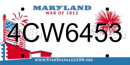 4CW6453 Maryland License Plate