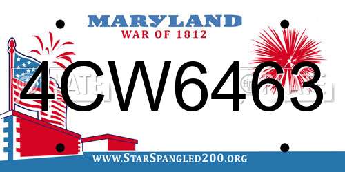 4CW6463 Maryland License Plate