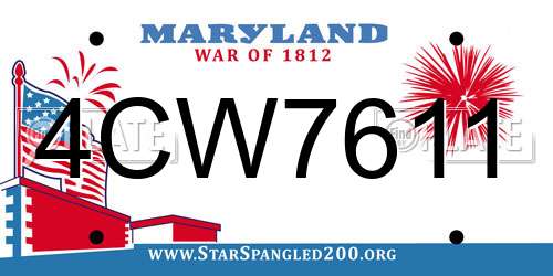 4CW7611 Maryland License Plate