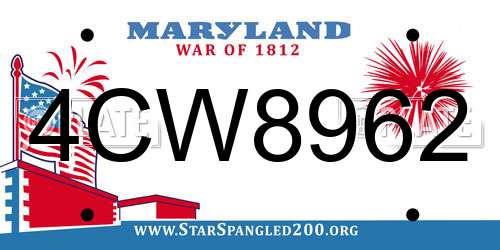 4CW8962 Maryland License Plate