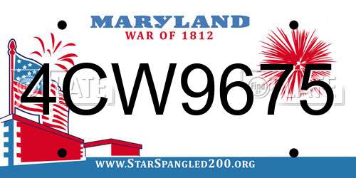 4CW9675 Maryland License Plate