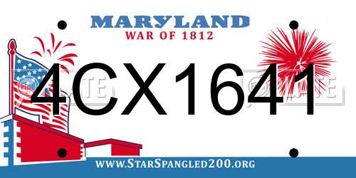 4CX1641 Maryland License Plate