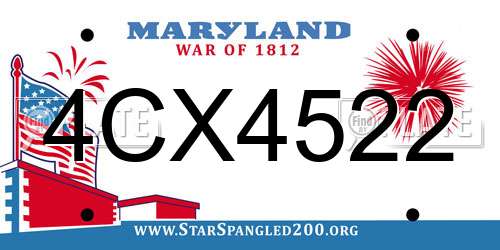 4CX4522 Maryland License Plate