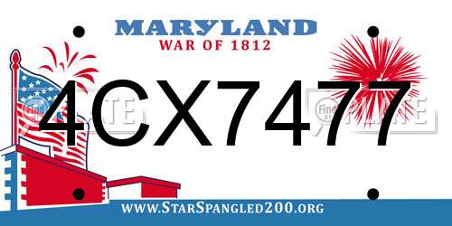 4CX7477 Maryland License Plate