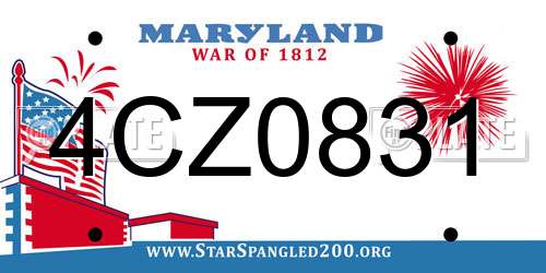 4CZ0831 Maryland License Plate