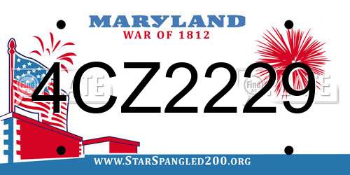 4CZ2229 Maryland License Plate