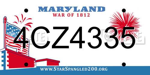 4CZ4335 Maryland License Plate
