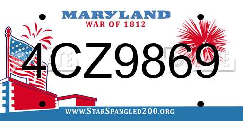4CZ9869 Maryland License Plate