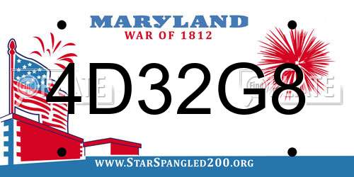 4D32G8 Maryland License Plate