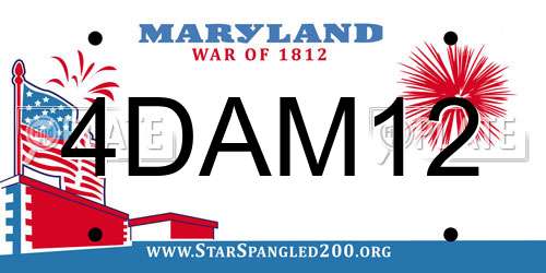 4DAM12 Maryland License Plate