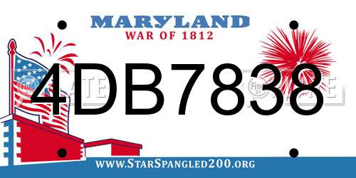 4DB7838 Maryland License Plate