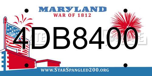 4DB8400 Maryland License Plate