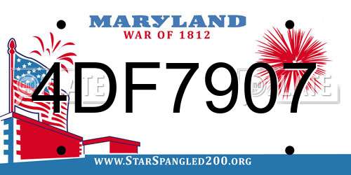 4DF7907 Maryland License Plate