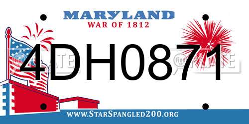 4DH0871 Maryland License Plate