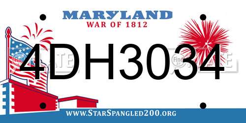 4DH3034 Maryland License Plate