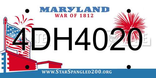 4DH4020 Maryland License Plate