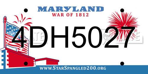 4DH5027 Maryland License Plate