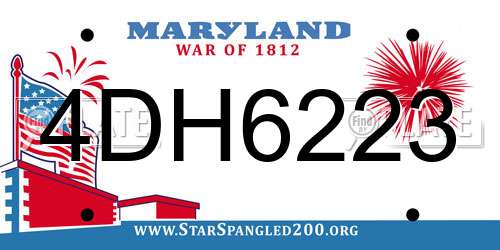 4DH6223 Maryland License Plate