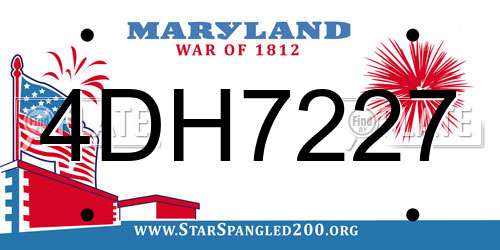 4DH7227 Maryland License Plate