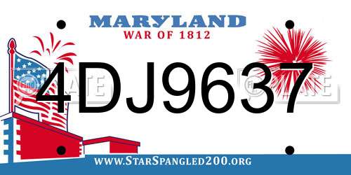 4DJ9637 Maryland License Plate