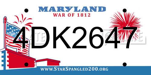 4DK2647 Maryland License Plate
