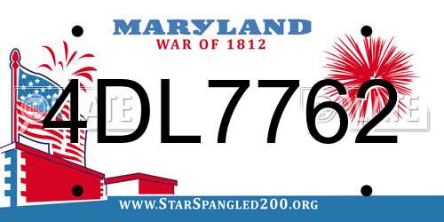 4DL7762 Maryland License Plate