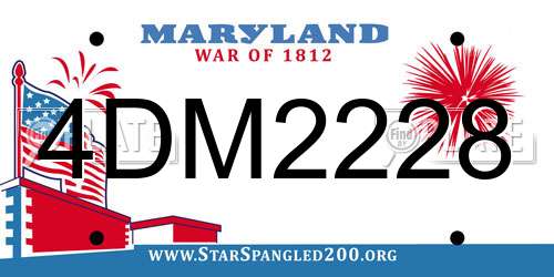 4DM2228 Maryland License Plate