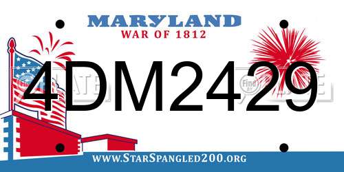 4DM2429 Maryland License Plate
