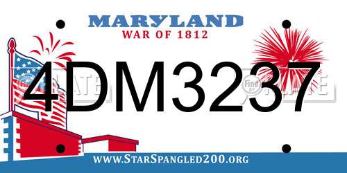 4DM3237 Maryland License Plate