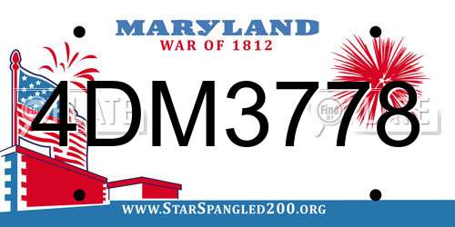 4DM3778 Maryland License Plate