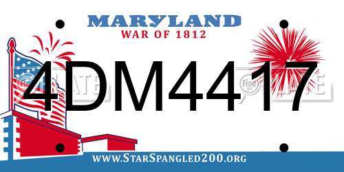 4DM4417 Maryland License Plate