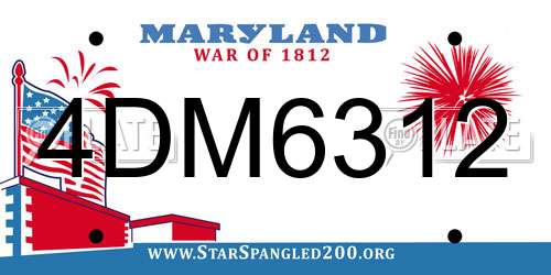 4DM6312 Maryland License Plate