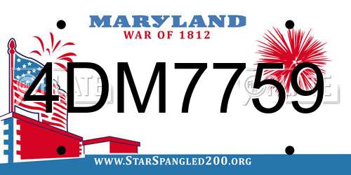 4DM7759 Maryland License Plate
